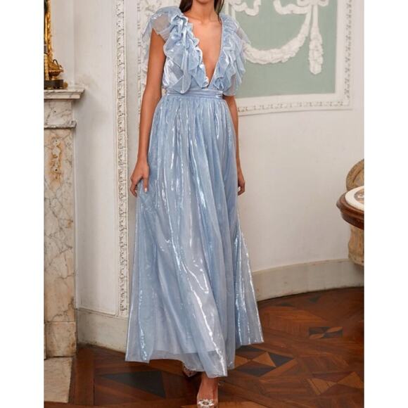 Alamour the Label Aurora Gown in Dusty Blue Size Medium - Picture 1 of 16